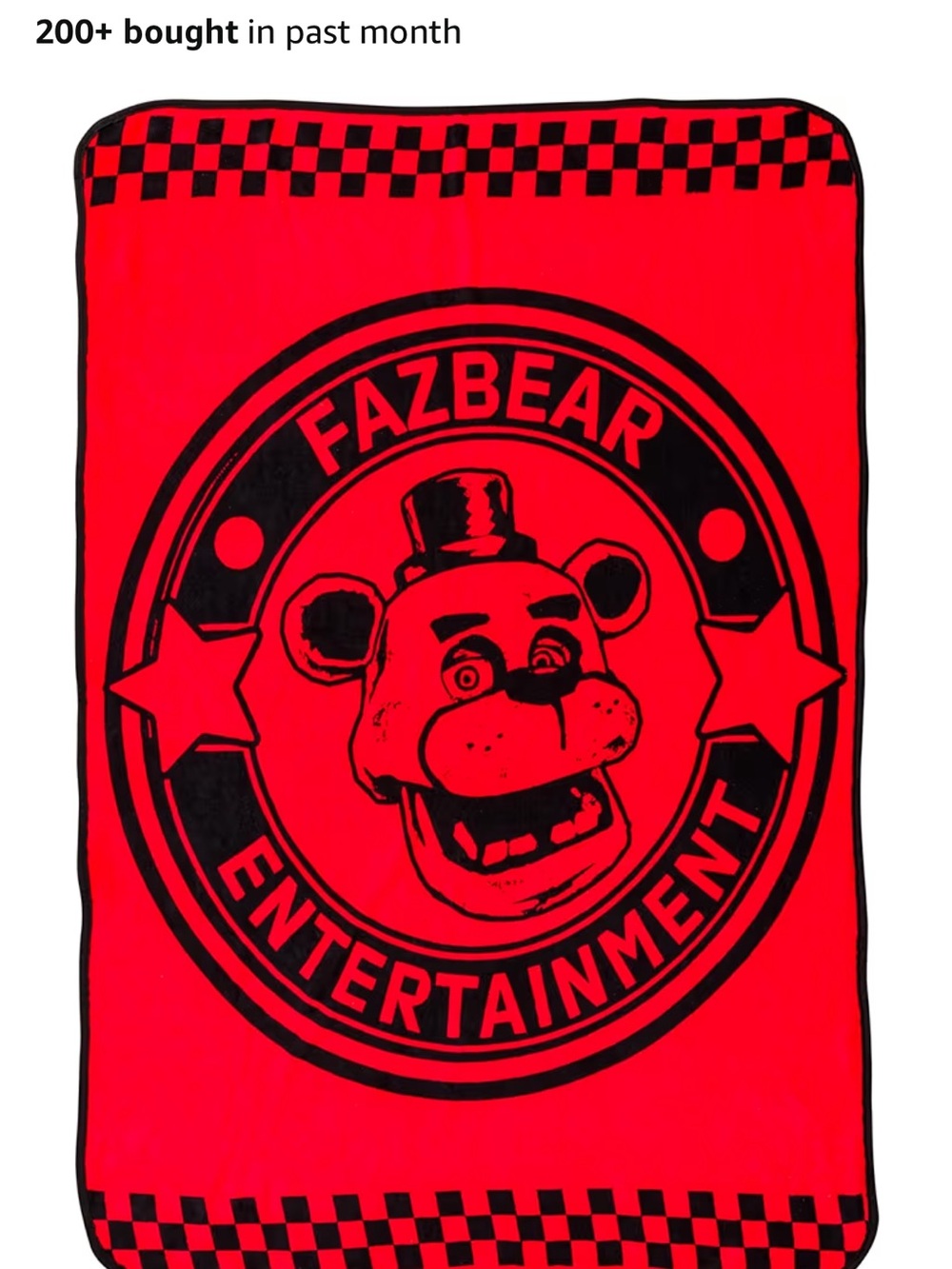 Fazbear Entertainment Plush Throw Blanket - Red & Black NWT